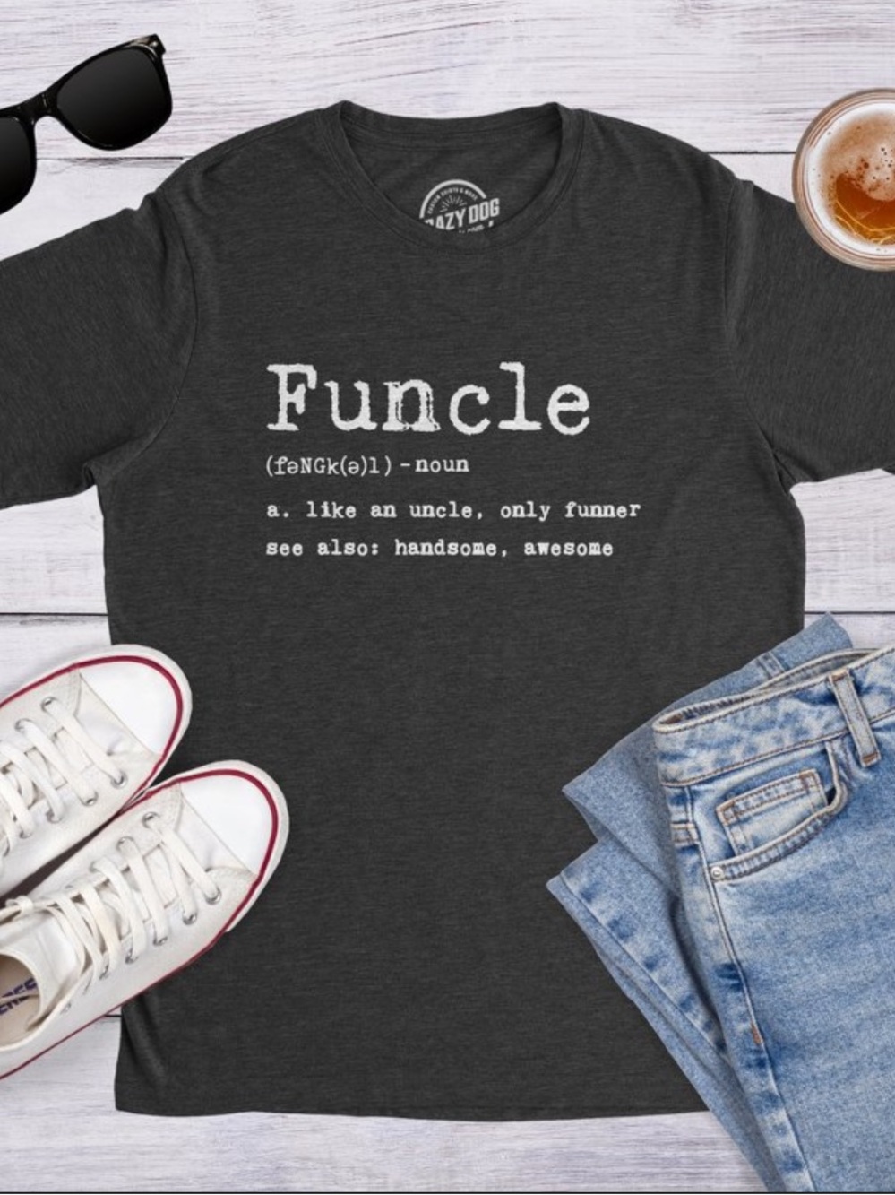 Unbranded Men's 'Funcle' Graphic Tee - Dark Gray